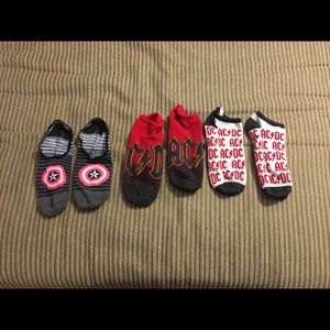 3 Pair Ankle Socks - AC/DC & Captain America